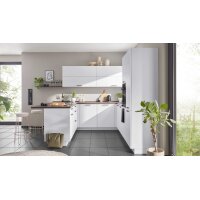 Culineo® Einbauküche C615 mit Einbaugeräten Alpinweiß & Walnuss - Stellfläche ca. 280 x 305 cm