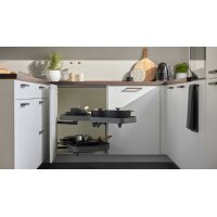 Culineo® Einbauküche C615 mit Einbaugeräten Alpinweiß & Walnuss - Stellfläche ca. 280 x 305 cm