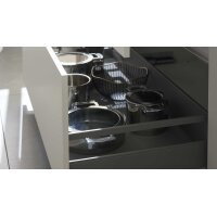 Culineo® Einbauküche C615 mit BORA Induktionsfeld Seidengrau & Eiche Como - zweizeilig