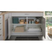 Culineo® Hauswirtschaftsraum C615 mit Edelstahlbecken Seidengrau & Eiche Como - Stellfläche ca. 328 x 187 cm