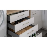 Culineo® Hauswirtschaftsraum C615 mit Edelstahlbecken Seidengrau & Eiche Como - Stellfläche ca. 328 x 187 cm