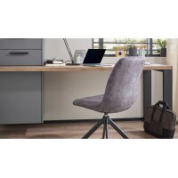 Culineo® Einbauküche C357 mit Homeoffice-Platz Schiefergrau & Schwarzglas - dreizeilig