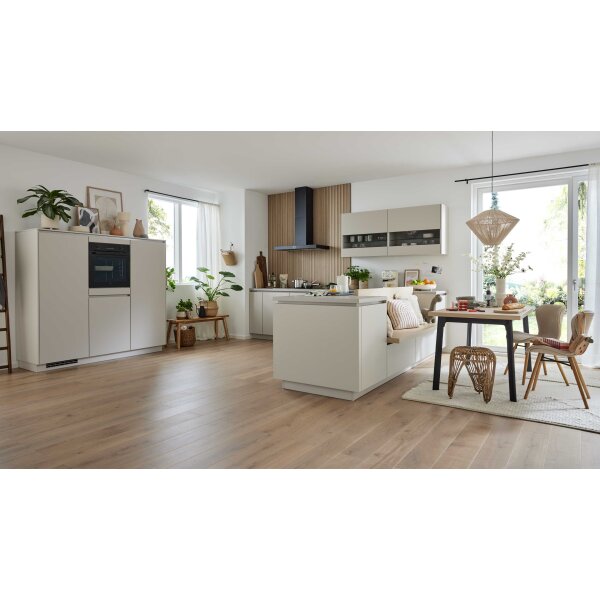 Culineo® Einbauküche C945 mit beko Einbaugeräten Sand - Stellfläche ca. 377 x 300 cm