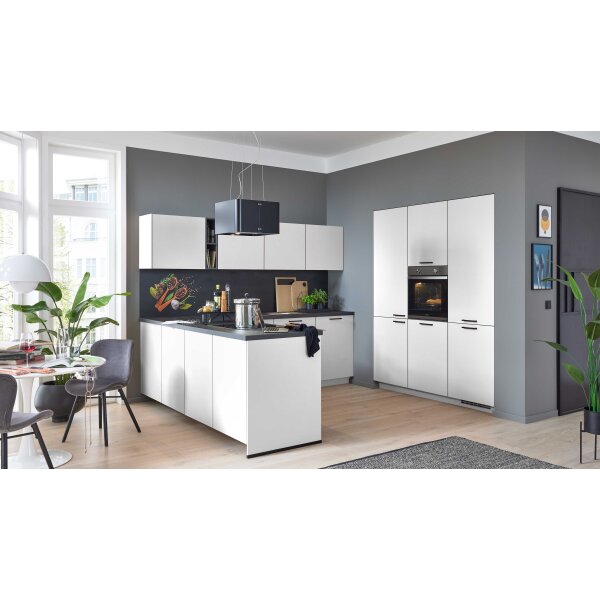 Culineo® Einbauküche C615 mit Einbaugeräten Weiß & Schiefergrau - Stellfläche ca. 245 x 246 cm