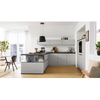 Culineo® Einbauküche C615 mit Einbaugeräten Seiden- & Schiefergrau - Stellfläche ca. 240 x 270 cm