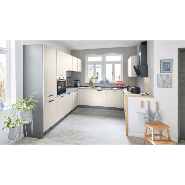 Culineo® Einbauküche C615 mit privileg Einbaugeräten Magnolia - Stellfläche ca. 305 x 310 cm
