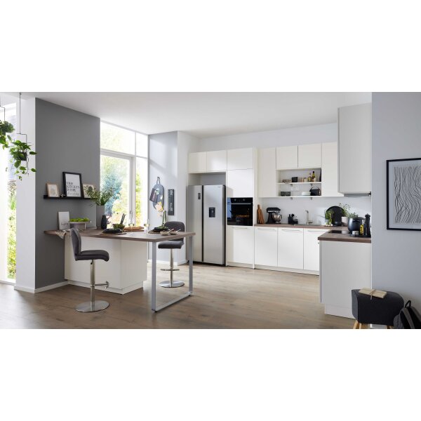 Interliving Küche Serie 3090 mit Side by Side Kühlschrank Magnolia – zweizeilig