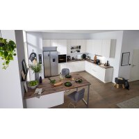 Interliving Küche Serie 3090 mit Side by Side Kühlschrank Magnolia – zweizeilig