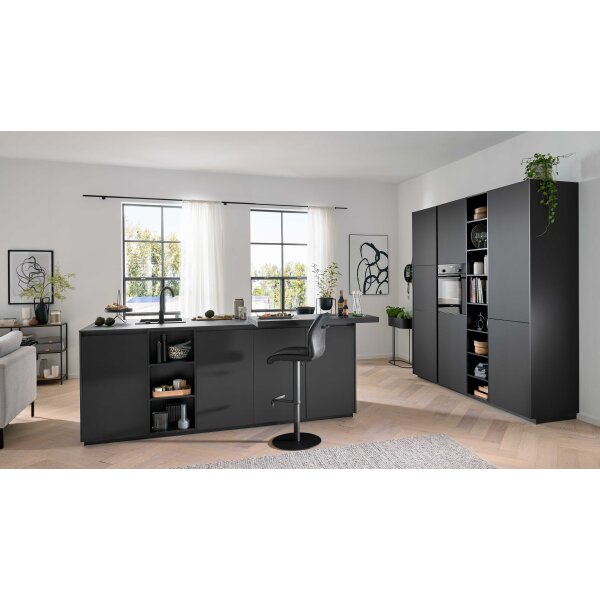 Interliving Küche Serie 3091 mit SIEMENS Einbaugeräten Schwarz - zweizeilig