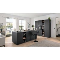 Interliving Küche Serie 3091 mit SIEMENS Einbaugeräten Schwarz - zweizeilig