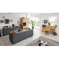 Interliving Küche Serie 3093 mit separater Homeoffice-Lösung Graphit & Eiche Venture - dreizeilig