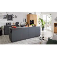 Interliving Küche Serie 3093 mit separater Homeoffice-Lösung Graphit & Eiche Venture - dreizeilig