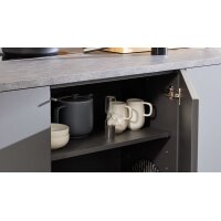 Interliving Küche Serie 3093 mit separater Homeoffice-Lösung Graphit & Eiche Venture - dreizeilig