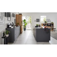 Interliving Küche Serie 3093 mit separater Homeoffice-Lösung Graphit & Eiche Venture - dreizeilig