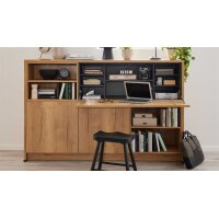 Interliving Küche Serie 3093 mit separater Homeoffice-Lösung Graphit & Eiche Venture - dreizeilig