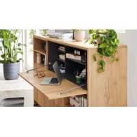 Interliving Küche Serie 3093 mit separater Homeoffice-Lösung Graphit & Eiche Venture - dreizeilig