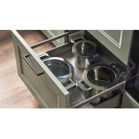 Culineo® Einbauküche C684 mit Einbaugeräten Schilf, Eiche Sierra & Schwarz - zweizeilig