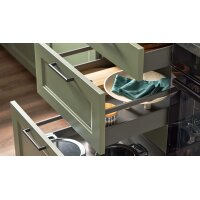 Culineo® Einbauküche C684 mit Einbaugeräten Schilf, Eiche Sierra & Schwarz - zweizeilig