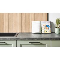 Culineo® Einbauküche C684 mit Einbaugeräten Schilf, Eiche Sierra & Schwarz - zweizeilig