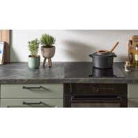 Culineo® Einbauküche C684 mit Einbaugeräten Schilf, Eiche Sierra & Schwarz - zweizeilig