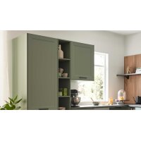 Culineo® Einbauküche C684 mit Einbaugeräten Schilf, Eiche Sierra & Schwarz - zweizeilig