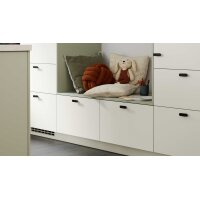 Culineo® Einbauküche C357 mit privileg Einbaugeräten Jade, Mattweiß & Marmor Venato Bianco - dreizeilig