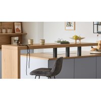 Culineo® Einbauküche C357 mit SIEMENS Einbaugeräten Sky & Eiche Honig - zweizeilig
