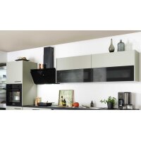 EXPRESS KÜCHEN Einbauküche Clean mit Einbaugeräten Salbeigrün & Schwarz - Länge ca. 390 cm