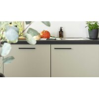 EXPRESS KÜCHEN Einbauküche Clean mit Einbaugeräten Salbeigrün & Schwarz - Länge ca. 390 cm