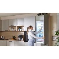 EXPRESS KÜCHEN Einbauküche Home mit Elektrogeräten Cremegrau & Eiche natur - Stellfläche ca. 250 x 330 cm