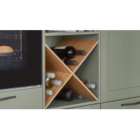 nobilia® Einbauküche Frame mit JUNKER Geräten und Ansetztisch olivgrüne Holzstruktur & Endgrain Oak - zweiteilig