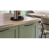 nobilia® Einbauküche Frame mit JUNKER Geräten und Ansetztisch olivgrüne Holzstruktur & Endgrain Oak - zweiteilig