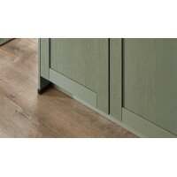 nobilia® Einbauküche Frame mit JUNKER Geräten und Ansetztisch olivgrüne Holzstruktur & Endgrain Oak - zweiteilig