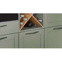 nobilia® Einbauküche Frame mit JUNKER Geräten und Ansetztisch olivgrüne Holzstruktur & Endgrain Oak - zweiteilig