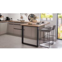 nobilia® Einbauküche Laser mit Geräten und Ansetztisch Macchiato & Eiche Honig - Stellfläche ca. 305 x 336 cm