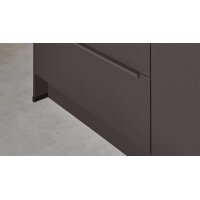 nobilia® Einbauküche Look mit Geräten und Kücheninsel Coffee strukturiert, Eiche olive & Schiefergrau - zweiteilig