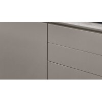 nobilia® Einbauküche Novalux mit Hochglanzfronten und BORA Muldenlüfter Taupegrau & Eiche Como - zweiteilig