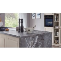 nobilia® Einbauküche Sylt mit Geräten Sand & Marmor Mystic grey - zweiteilig