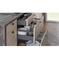 nobilia® Einbauküche Sylt mit Geräten Sand & Marmor Mystic grey - zweiteilig
