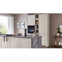 nobilia® Einbauküche Sylt mit Geräten Sand & Marmor Mystic grey - zweiteilig