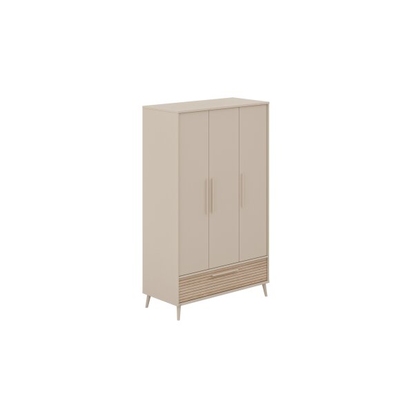 PAIDI Eefje – Kleiderschrank Cashmere-Beige & Groovy-Oak - drei Türen, Breite ca. 124 cm