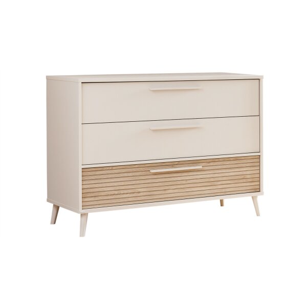 PAIDI Eefje – Schubladenkommode Cashmere-Beige & Groovy-Oak - drei Schubladen, Breite ca. 95 cm