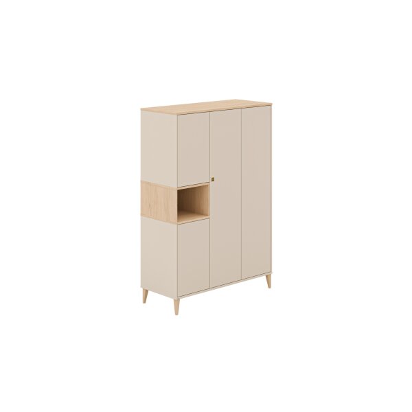 PAIDI Babyzimmer Mila & Ben – Kleiderschrank Cashmere-Beige & Scandinavian Wood - vier Türen, Breite ca. 141 cm