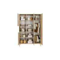 PAIDI Babyzimmer Mila & Ben – Kleiderschrank Cashmere-Beige & Scandinavian Wood - vier Türen, Breite ca. 141 cm