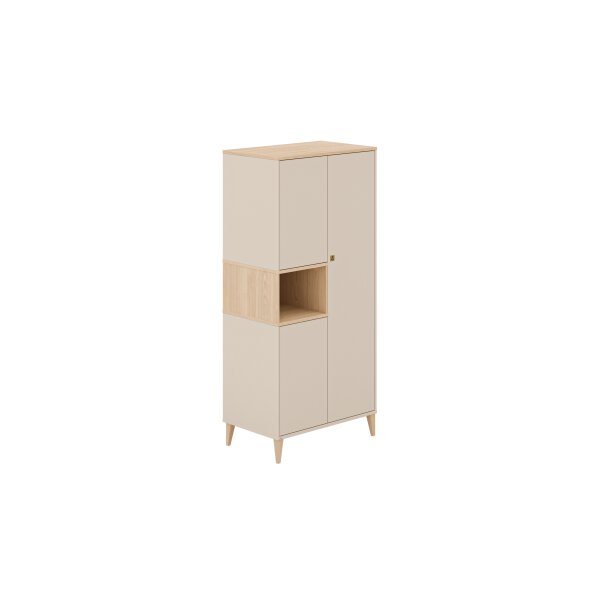 PAIDI Babyzimmer Mila & Ben – Kleiderschrank Cashmere-Beige & Scandinavian Wood - drei Türen, Breite ca. 95 cm