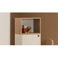 PAIDI Babyzimmer Mila & Ben – Highboard links eine Tür, Breite ca. 48 cm - Cashmere-Beige & Scandinavian Wood