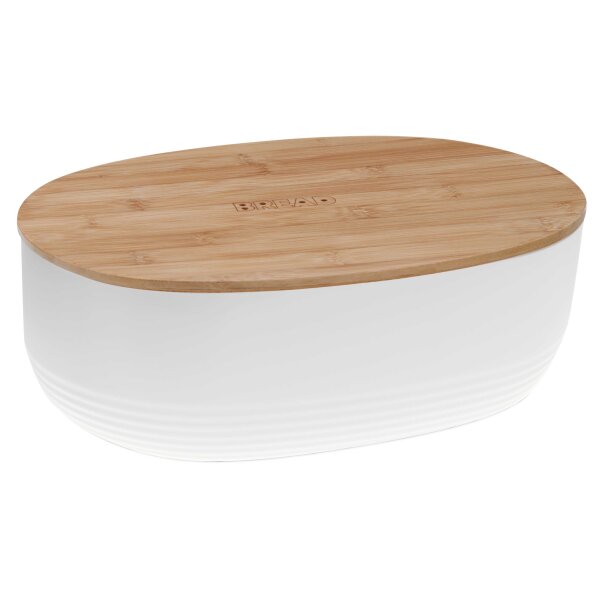 kela Brotkasten Namur weißer Kunststoff & Bambus – ca. 38 x 14 cm