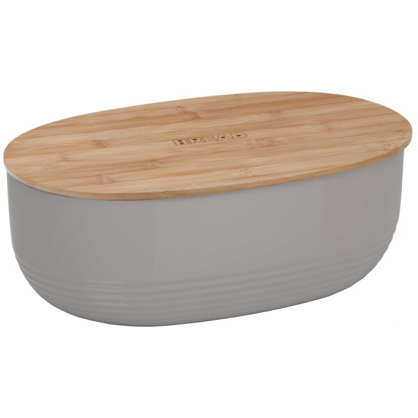 kela Brotkasten Namur opalgrauer Kunststoff & Bambus – ca. 38 x 14 cm