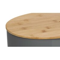 kela Brotkasten Namur dunkelgrauer Kunststoff & Bambus – ca. 38 x 14 cm