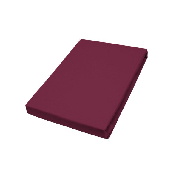 HAHN Spannbettlaken bordeauxroter Baumwolljersey - ca. 150 x 200 cm